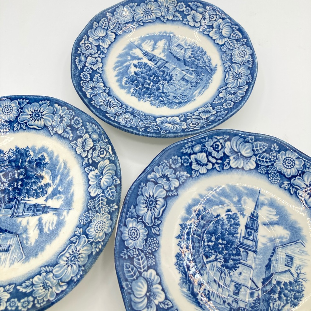 English 1976 Liberty Blue saucer with Boston’s Old North Church: